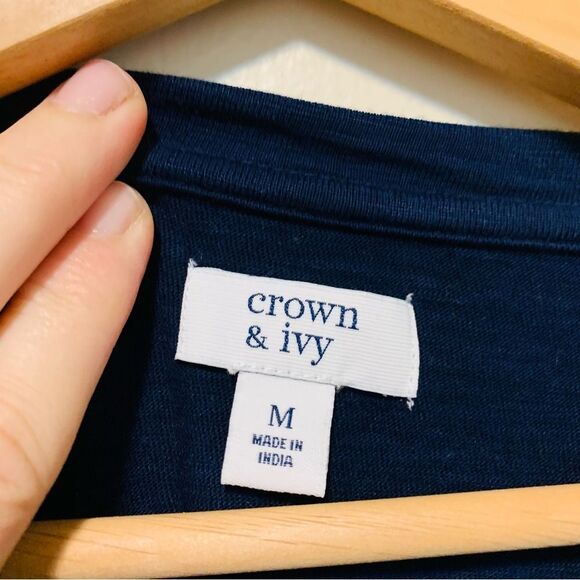 Crown and Ivy Women's Cotton Modal Soft Navy Tie-Dye Top size medium - Picture 2 of 6